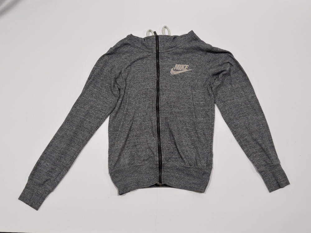 Nike Womens Small Full Zip Running Sport Hoodie Jacket Dark Heather Gray Light